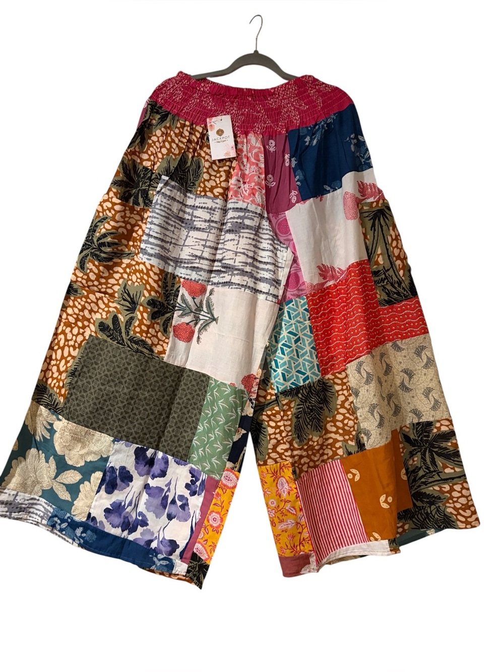 #94 100% cotton patchwork wide leg pants